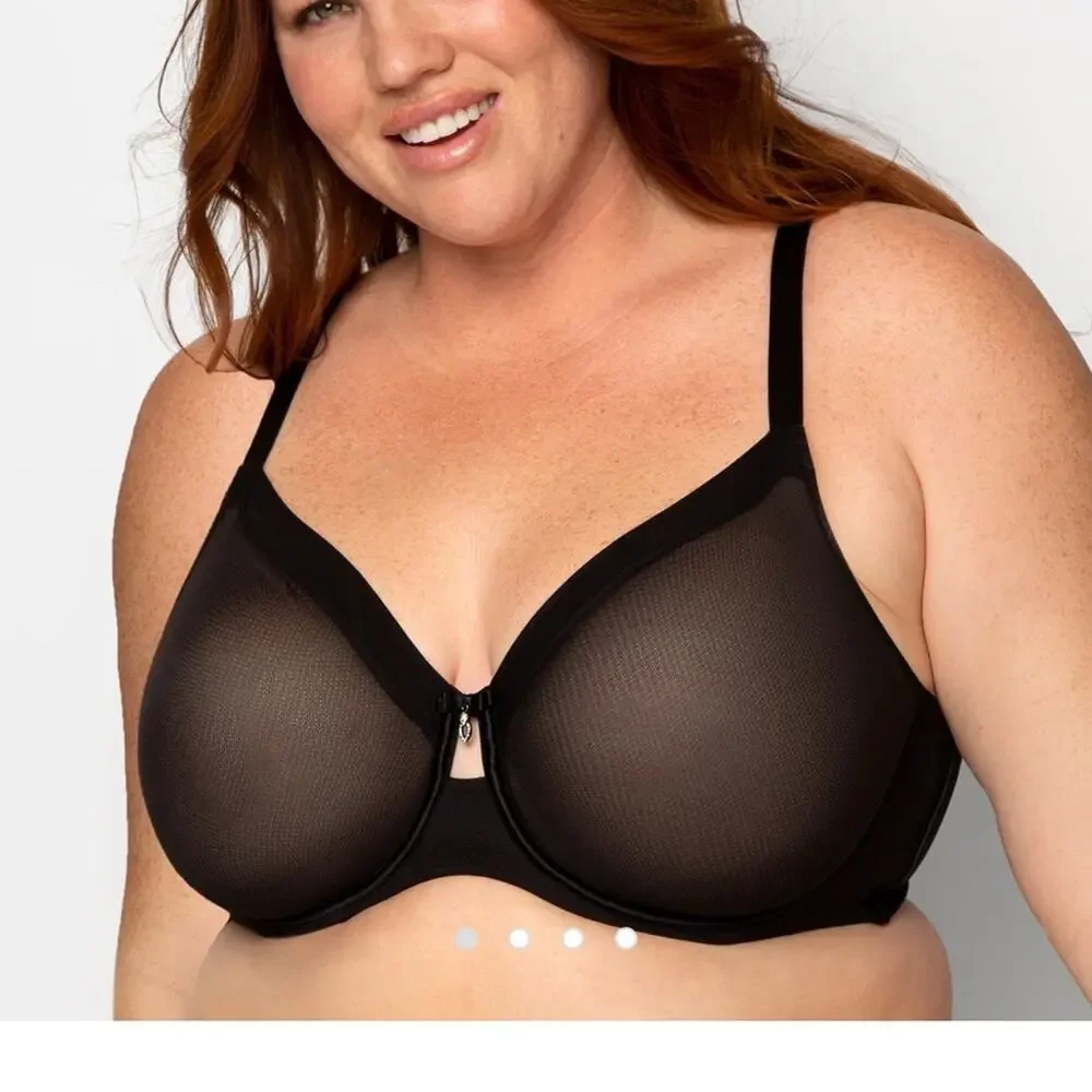 Curvy couture sheer mesh unlined underwire bra size 38 D NWT